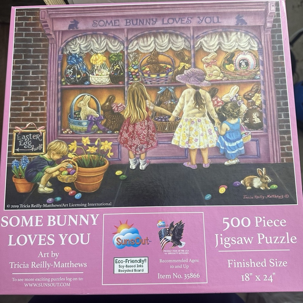 SunsOut Jigsaw Puzzle "Some Bunny‎ Loves You" Easter Spring 500 Piece 18x24